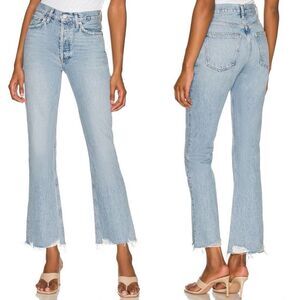 Agolde Blue Boot Cut Jeans with Vintage Wash